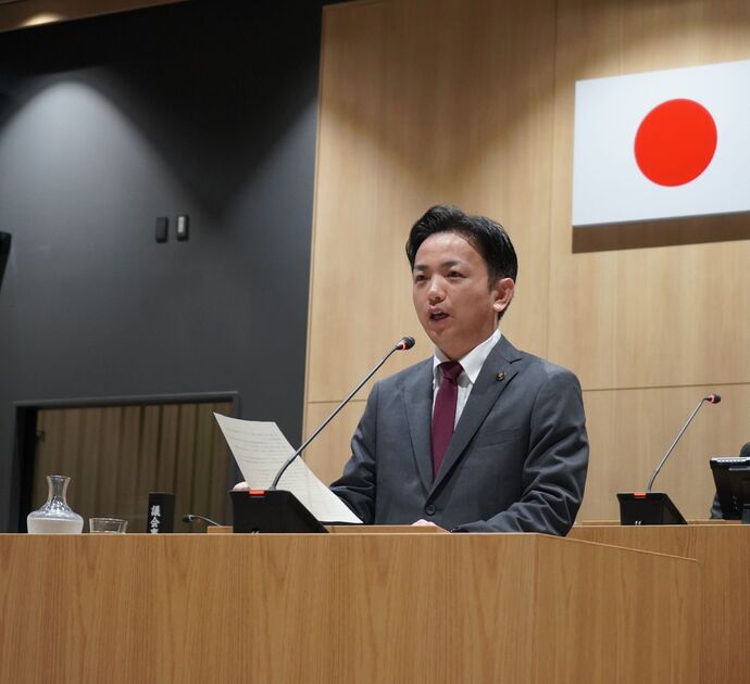 議場における施政方針演説の様子