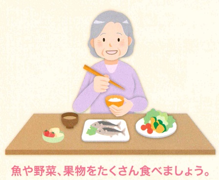 食事をしている女性のイラスト