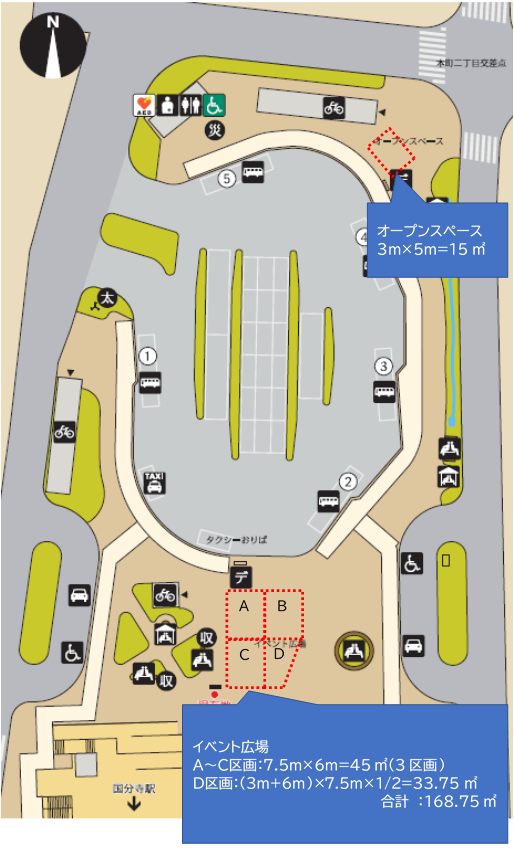 イベント広場・オープンスペースの位置図