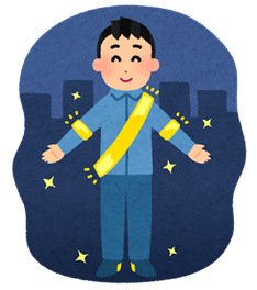 反射材は夜間に車両のライトを反射して光ります。