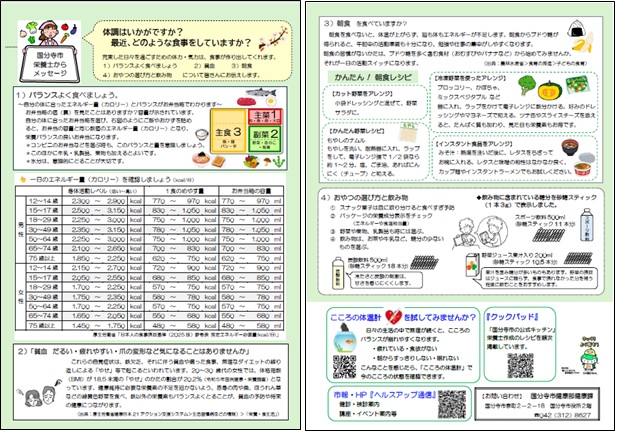 食育リーフレット(食事バランス・貧血・朝食・飲み物)2025年版